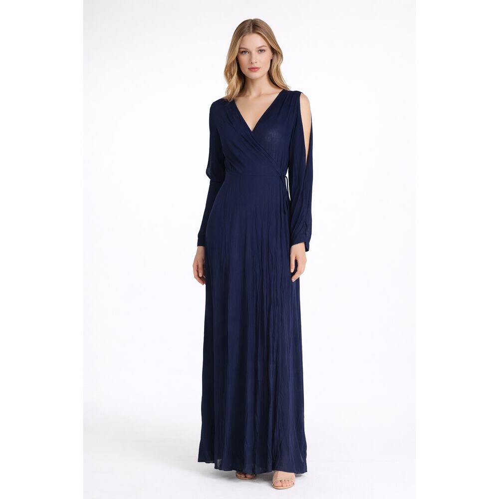 Rokoko Dazz long sleeve blue maxi wrap dress Blue Large NWT
